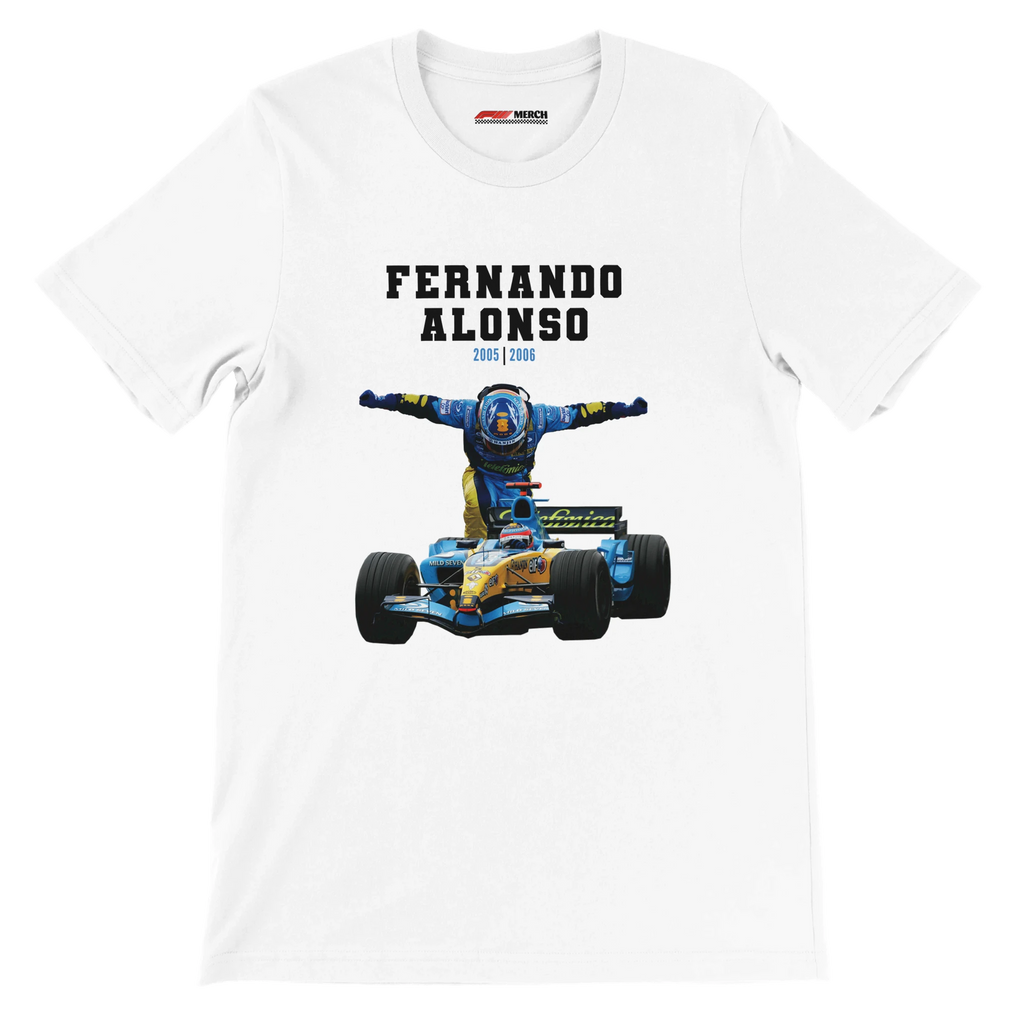 f111 merch white color t-shirt4 with fernando-alonso branding.