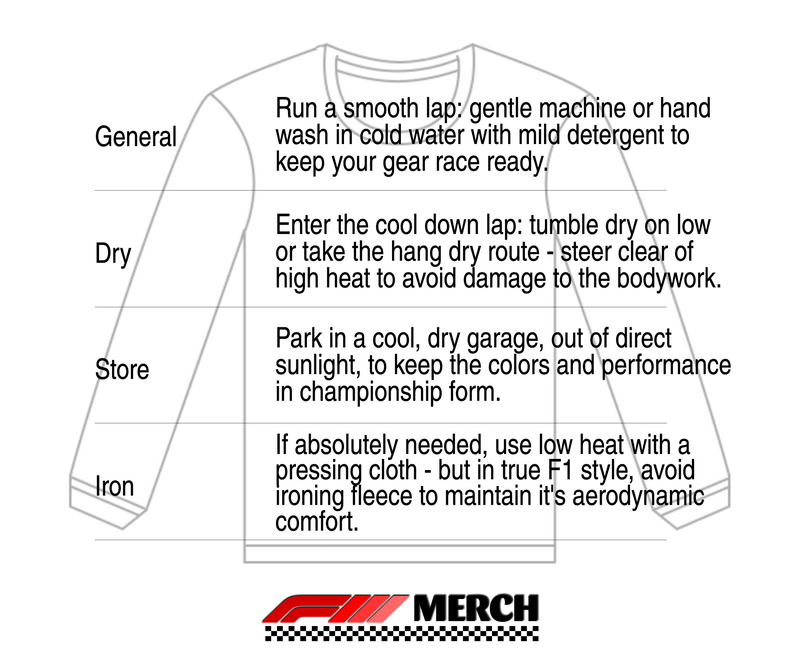 Care Instructions for Lewis Hamilton | Formula 1 Midweight Fleece Crewneck Sweatshirt