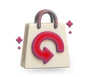 Logo of a shopping bag with a return logo on a white background